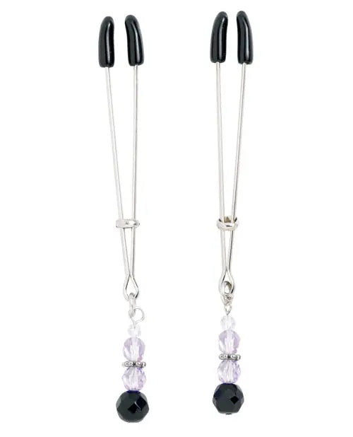 Spartacus Adjustable Tweezer Nipple Clamps w/Purple Beads Spartacus