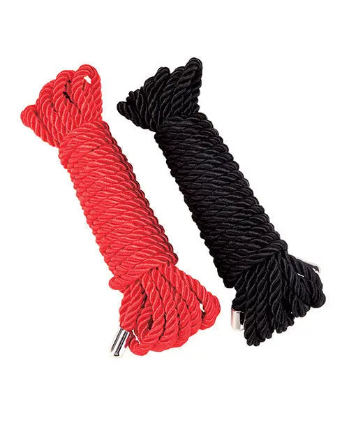 WhipSmart Heartbreaker Satin BDSM Rope - Black/Red Set of 2 Xgen