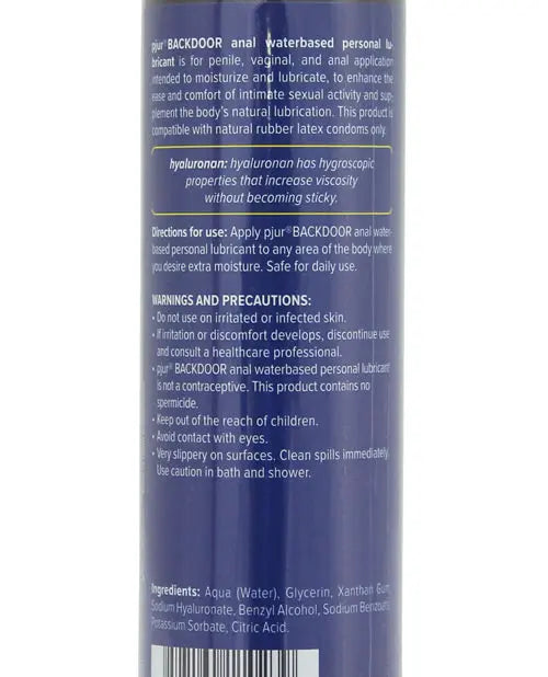 Pjur Back Door Anal Water Based Personal Lubricant - 100 ml Bottle Pjur Group U.S.A.