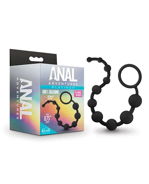 Blush Anal Adventures Platinum Silicone 10 Anal Beads - Black Blush Novelties