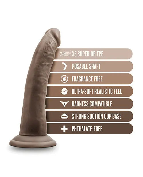 Blush Large Dildo | 7" Big Black Dildo | Posable Chocolate Suction Cup Dildo | Best Dildo Blush Novelties