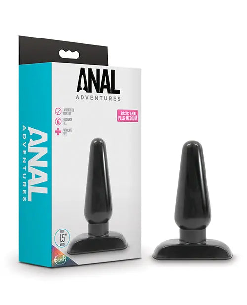 Blush Anal Adventures Basic Anal Plug - Medium Black Blush Novelties