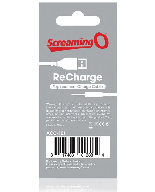 Screaming O Recharge Charging Cable - White Bushman Products