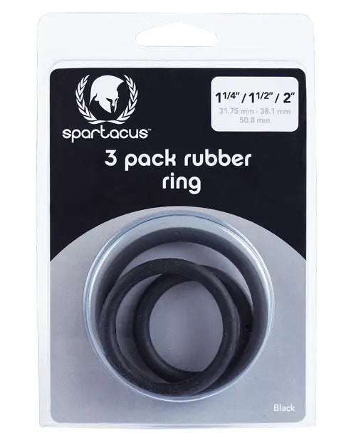 Spartacus Rubber Cock Ring Set - Black Pack of 3 Spartacus