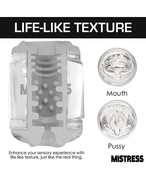 Curve Toys Mistress Double Shot Mini Masturbator Mouth & Pussy - Clear Curve Toys C/o Xr