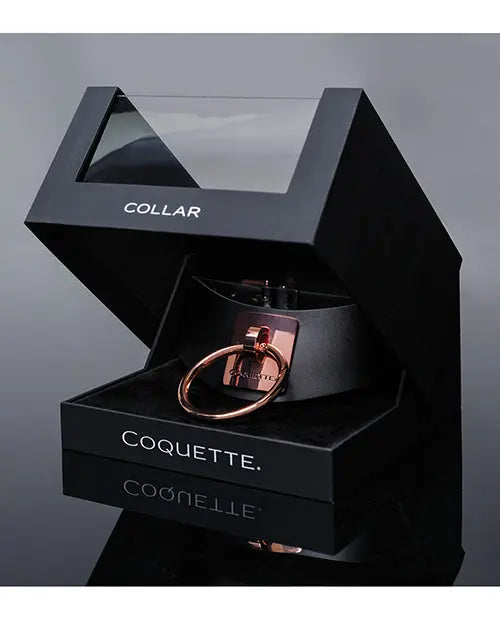 Pleasure Collection Adjustable Collar - Black/Rose Gold Coquette International