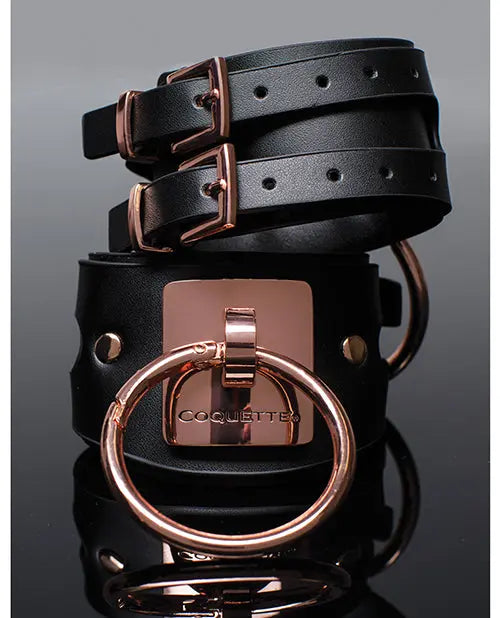 Pleasure Collection Adjustable Handcuffs - Black/Rose Gold Coquette International
