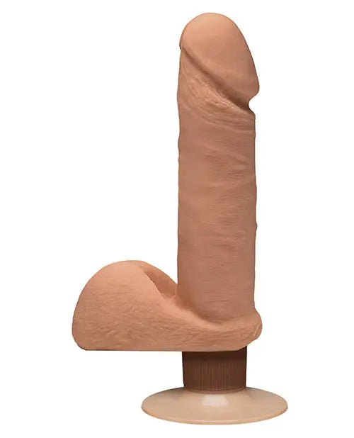 Doc Johnson D 7" Big Dildo | Perfect D Vibrating Dildo with Balls | Caramel Suction Cup Dildo Doc Johnson