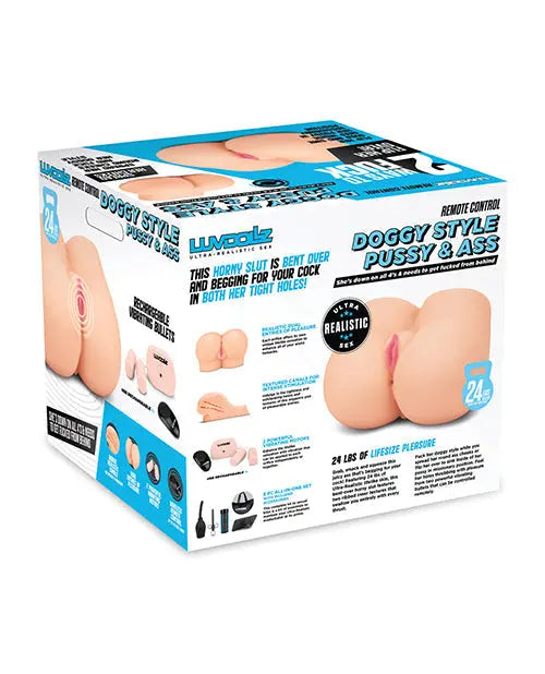 Luvdollz Remote Control Rechargeable Doggy Style Pussy & Ass w/Douche - Ivory Electric Eel INC