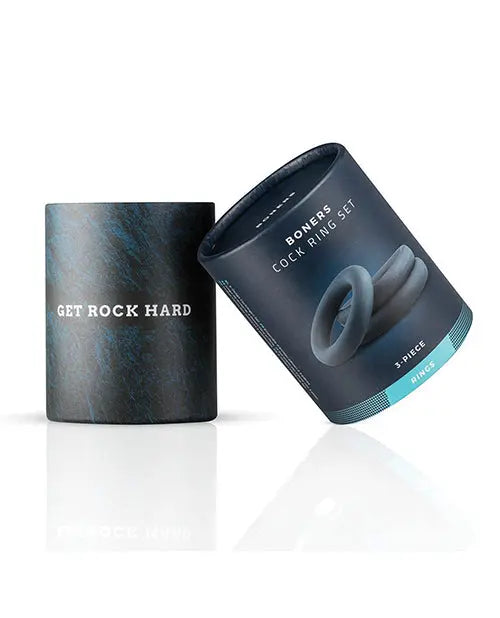 Boners 3 Pc Cock Ring Set - Black One-dc