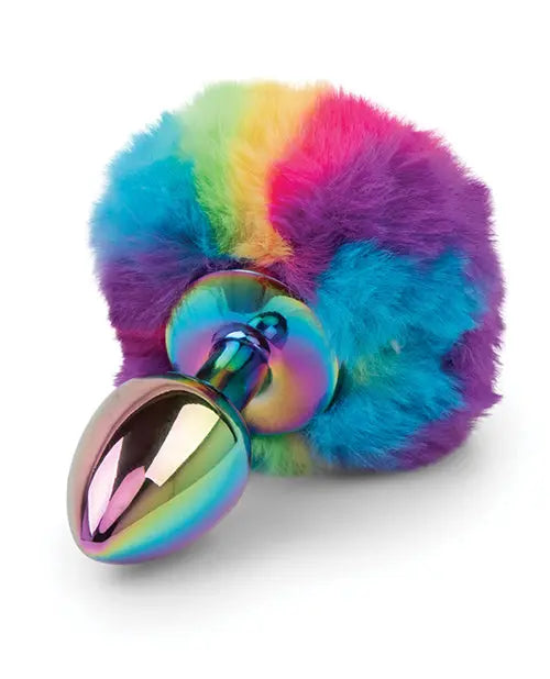 Gemsations 2.95" Metal Bunny Tail Rainbow Butt Plug - Rainbow Electric Eel INC