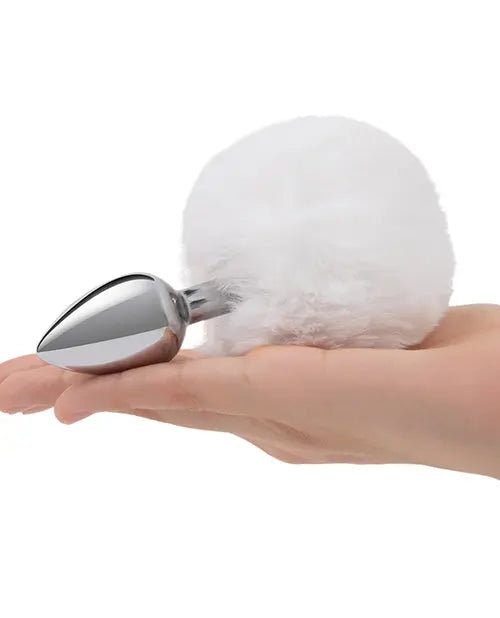 Gemsations 2.95" Metal Bunny Tail Butt Plug - Silver Electric Eel INC