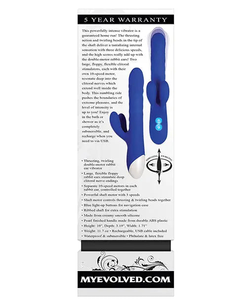 Evolved Rabbit Vibrator | Grand Slam Clit Vibrator | Blue G Spot Vibrator | 10X Thrusting Vibrator Evolved Novelties INC
