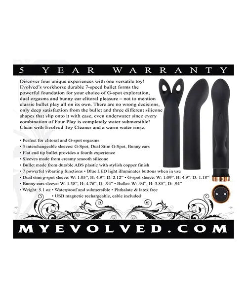 Evolved Four Play Kit | Black-Rose Gold Bullet Vibrator | 7-Speed G Spot Vibrator | Waterproof Clit Vibrator Evolved Novelties INC