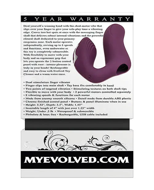 Evolved Finger Vibrator | Helping Hand Clit Vibrator | Purple Waterproof Small Vibrator | Best Vibrator for Women Evolved Novelties INC