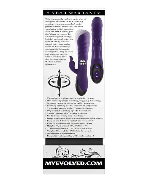Evolved Rascally Rabbit Vibrator | Purple G Spot Vibrator | Thrusting Vibrator | Clit Vibrator Evolved Novelties INC