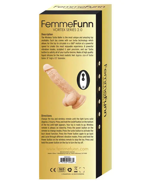 Femme Funn Vibrating Dildo | Turbo Baller 2.0 Big Dildo | Nude Suction Cup Dildo Vvole
