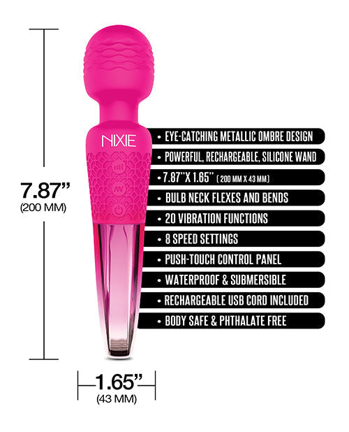 Nixie Rechargeable Wand Massager - Pink Ombre Metallic Global Novelties LLC