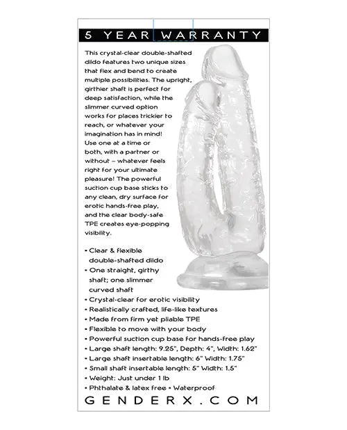 Gender X Dualistic Realistic Dildo | Double Shaft Clear Big Dildo | Girthy Suction Cup Dildo Evolved Novelties INC
