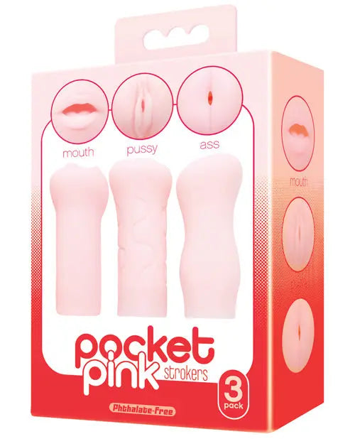 Icon Brands Pocket Pink Strokers - 3- Pack Icon Brands INC