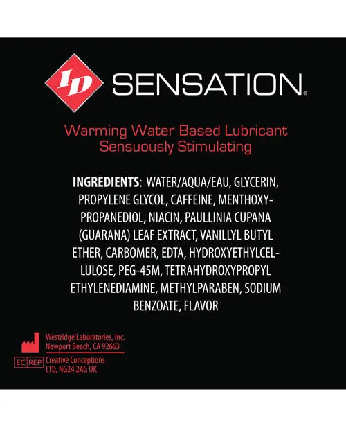 ID Sensation Water-based Warming Lubricant - 1 oz Pocket Bottle Westridge Laboratories