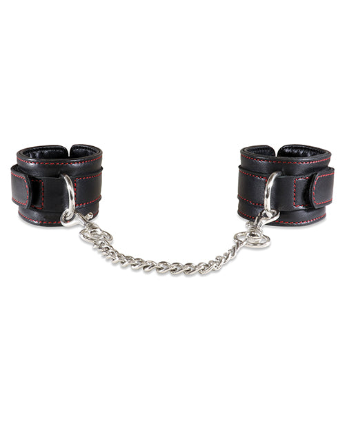 Sultra Lambskin Handcuffs w/5 1/2" Chain - Black Sultra Leather