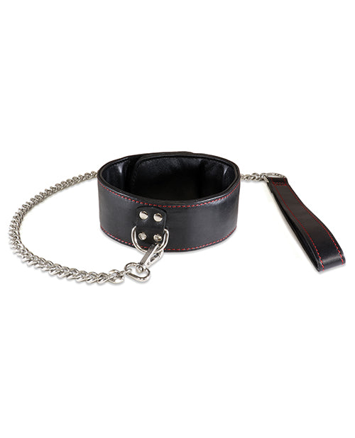 Sultra Lambskin 2" Collar w/24" Chain - Black Sultra Leather