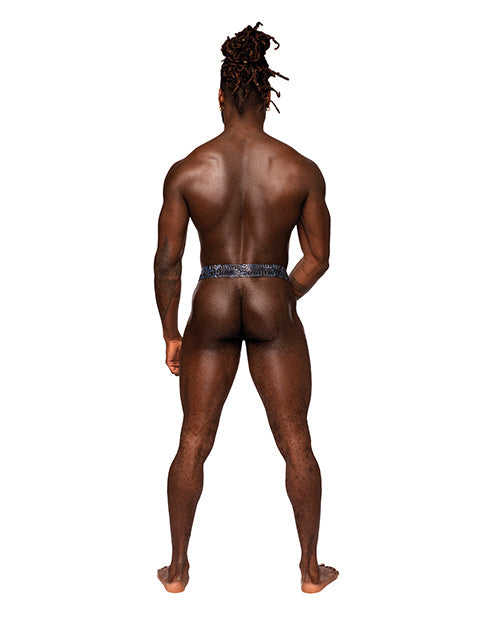 Snaked Metallic Coated Power Sock Black/Blue L/XL Comme Ci Comme Ca