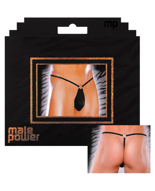 Male Power G-String w/Front Ring Black O/S Comme Ci Comme Ca