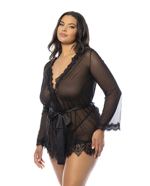 Provence Short Robe - Black 1X/2X Oh La La Cheri