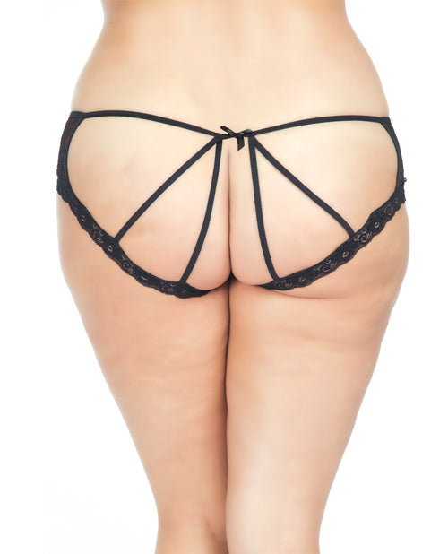Cage Back Lace Panty Black/Red 3X/4X Oh La La Cheri