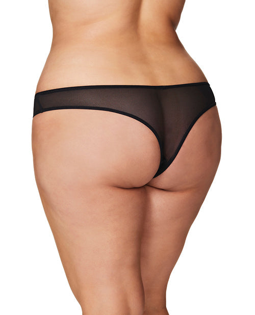 Crotchless Thong w/Pearls Black 1X/2X Oh La La Cheri