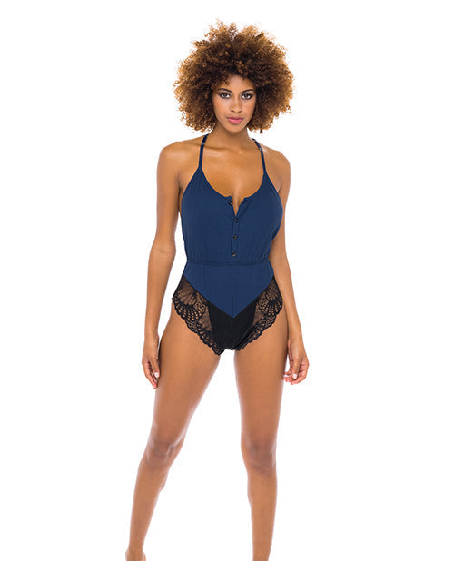 Claribel Ribbed Jersey Romper Estate Blue/Black L/XL Oh La La Cheri