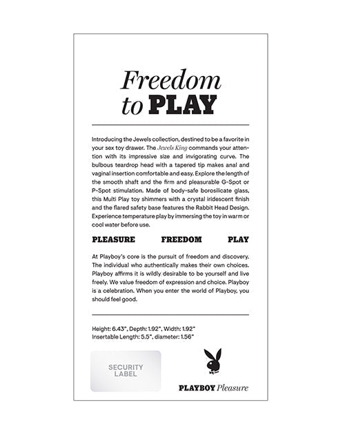 Playboy Pleasure Anal Dildo | Clear Jewels Glass Dildo | King Hot Cold Prostate Massager