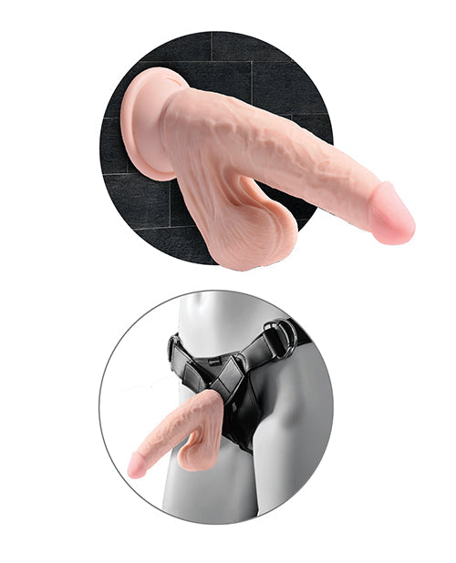 King Cock Plus Realistic Dildo | 8" Big Dildo | Triple Density Suction Cup Dildo with Swinging Balls