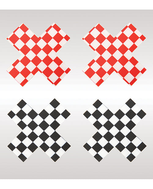 Peekaboos Off the Wall Checkered Pasties - 2 Pairs 1 Black/1 Red Xgen