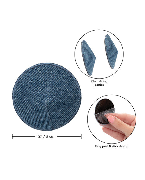 Ride 'Em Premium Denim Collection Round Pasties - O/S California Exotic Novelties