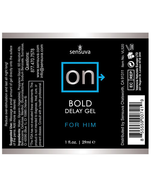 ON for Him Bold Delay Gel - 1 oz Sensuva Valencia Naturals