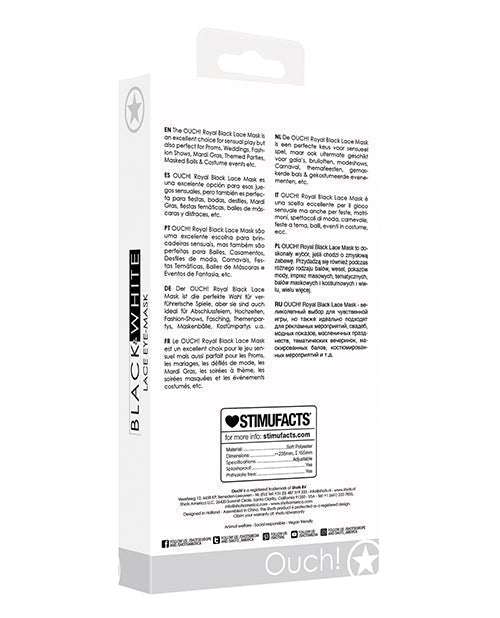 Shots Ouch Black & White Lace Eye Mask - Royal Black Shots America LLC