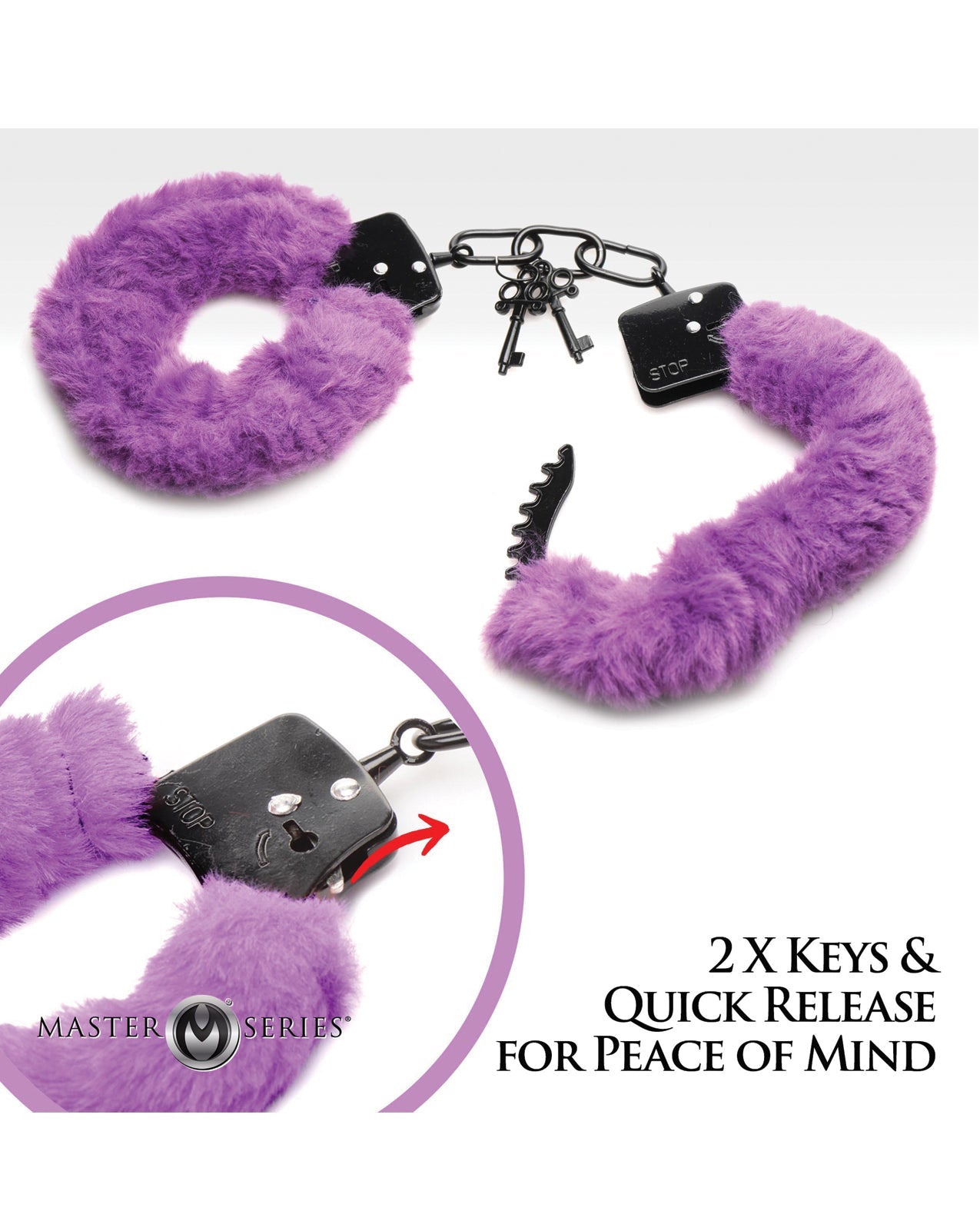Master Series Cuffed in Furry Handcuffs - Purple Xr LLC