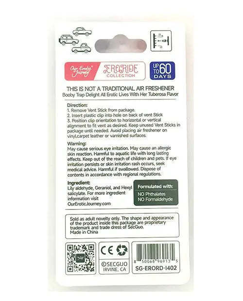 EroRide Booby Trap Pheromone Infused Air Freshener - Tuberosa Our Erotic Journey