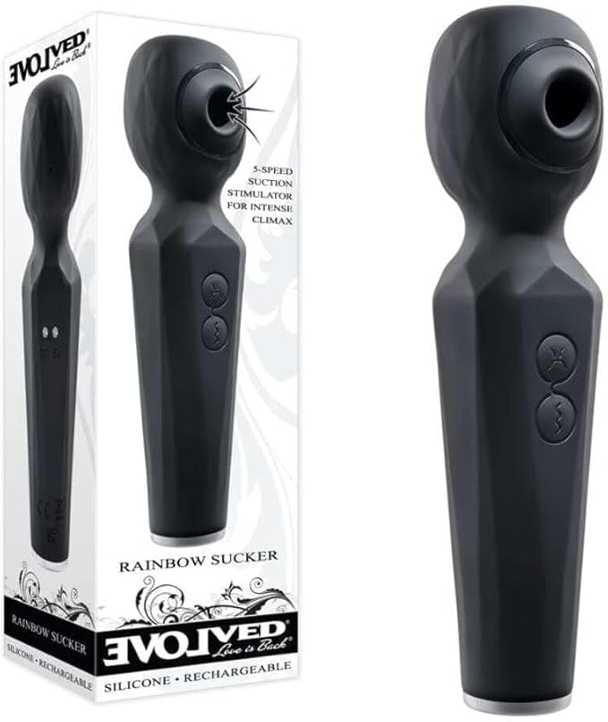 Evolved Rainbow Sucker Wand - Black Toy Filth