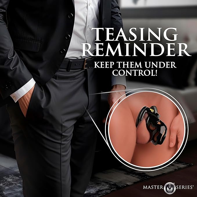 Master Series Hard Stop Double Ring Chastity Cage - Black Xr LLC