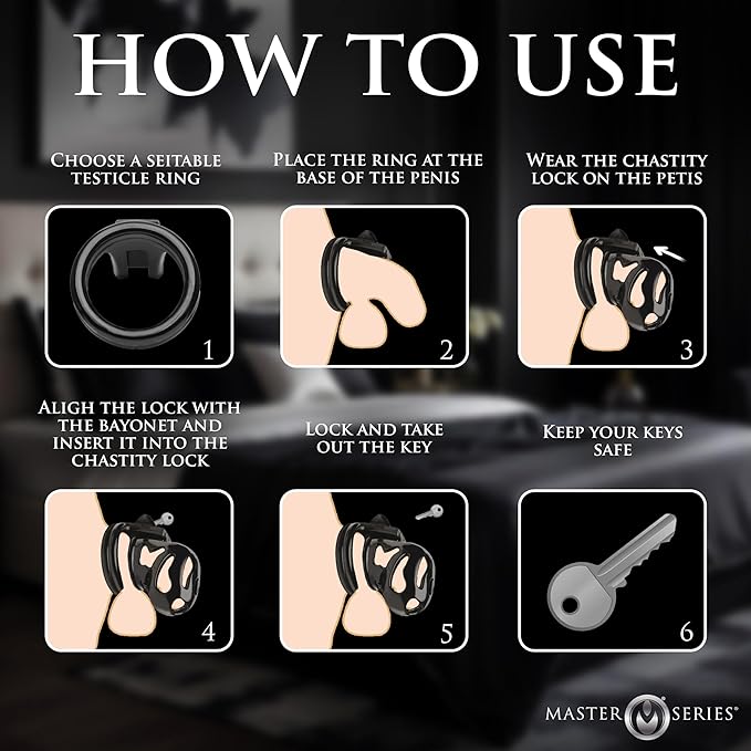 Master Series Hard Stop Double Ring Chastity Cage - Black Xr LLC