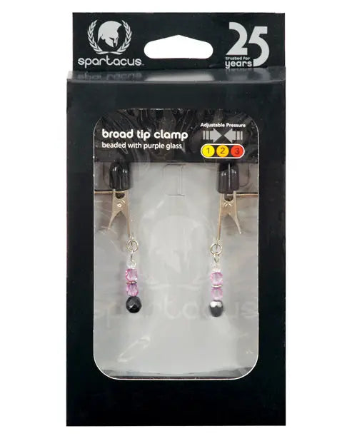Spartacus Adjustable Broad Tip Nipple Clamps w/Purple Beads Spartacus