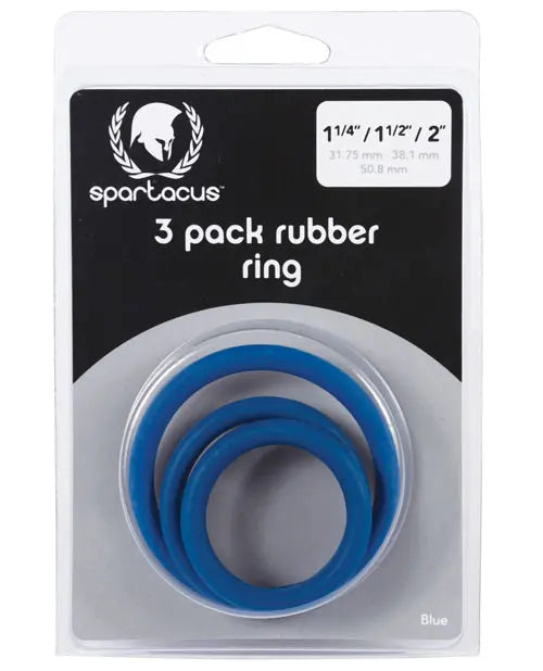 Spartacus Rubber Cock Ring Set- Blue Pack of 3 Spartacus