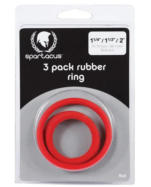 Spartacus Rubber Cock Ring Set - Red Pack of 3 Spartacus