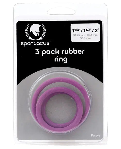 Spartacus Rubber Cock Ring Set - Purple Pack of 3 Spartacus