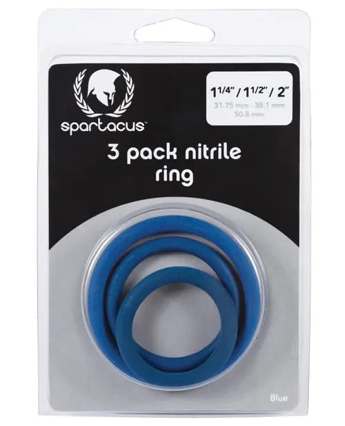 Spartacus Nitrile Cock Ring Set - Blue Pack of 3 Spartacus