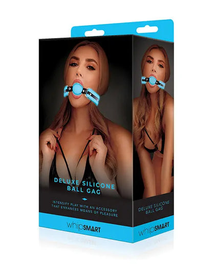 WhipSmart Glow in the Dark Deluxe Silicone Ball Gag - Blue Xgen